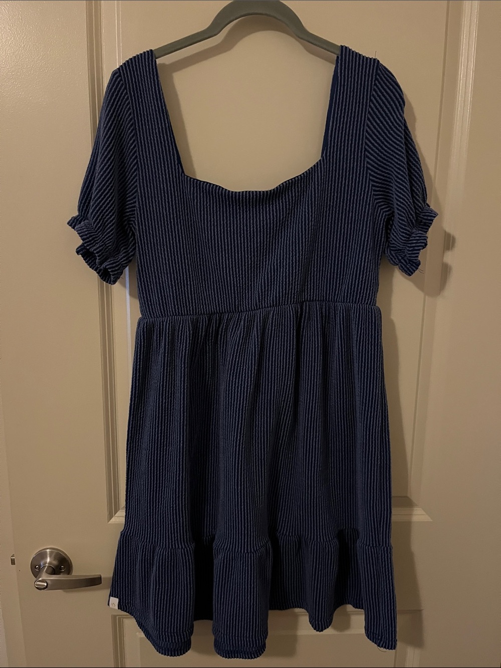 Simply Southern Navy Ribbed Puff Sleeve Top